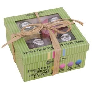 Ginger Lily Farms Fruits & Herbs Therapy Fizzy Bath Bomb Gift Set, 4 Ct, 3 Oz ea